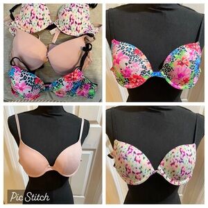 PINK |3 Bra Bundle | Size 34A | Underwire| Padded| Multi Color|